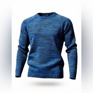 NWT Bruuns Bazaar Men's wool Blue and black winter cozy Knit pullover size L